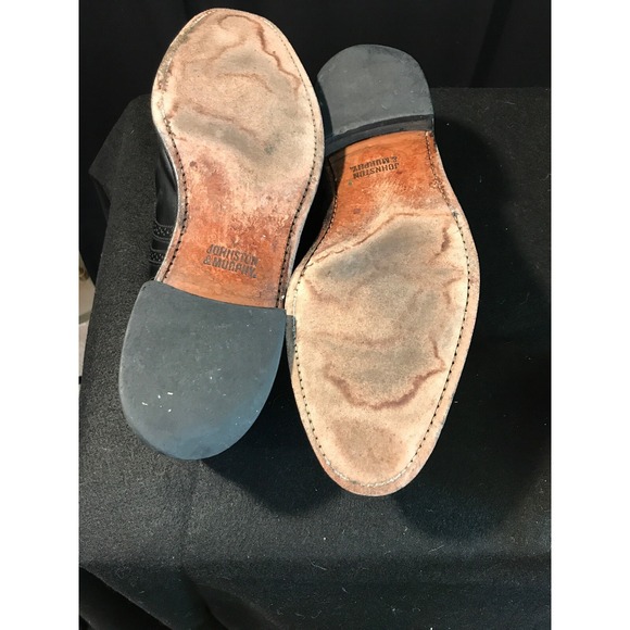 Johnston & Murphy Black Leather Cap Toe Oxfords Mens Dress Shoe Size 11 1/2 11.5 - Picture 7 of 9